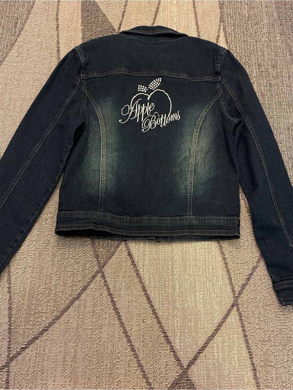 Apple Bottoms Dark Blue Denim Jacket with White Embroidery